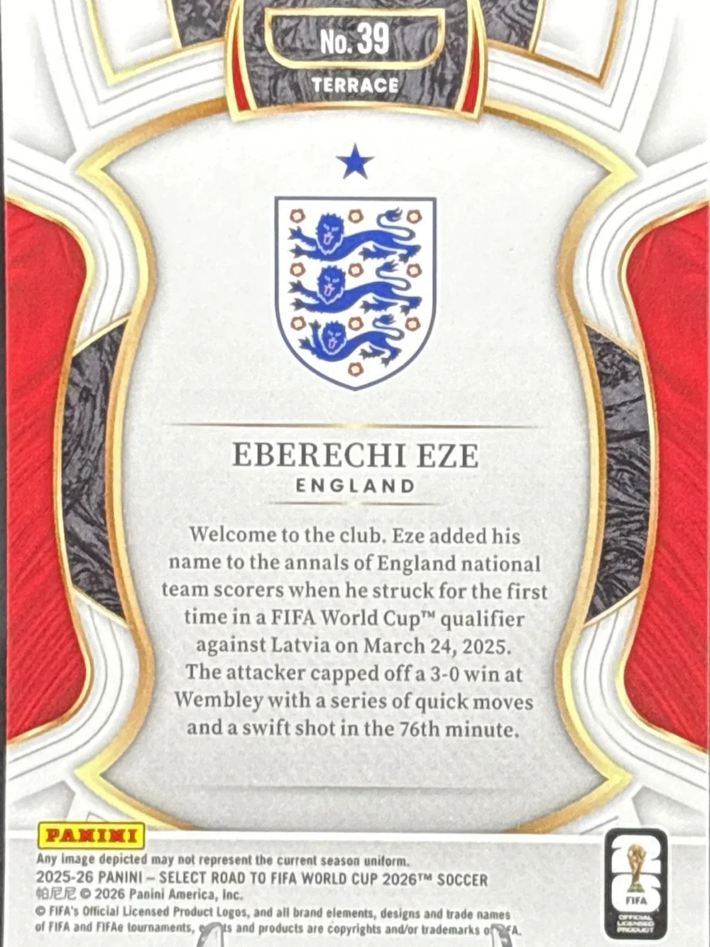 Panini Select Eberechi Eze FIFA World Cup 2026 Trading Card